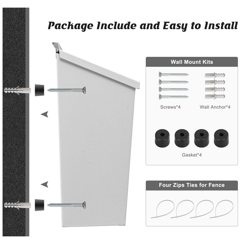 KYODOLED Wall-Mount Mailbox,Large Capacity Mail Box,Galvanized Steel Rust-Proof Metal Post
