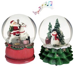 Aobaks S/2 Christmas Snow Globe, 100mm Water Globe, Musical Santa Claus and Snowman Snow Globe, Snow Globes，Santa Snow Globe，Snow Globes Christmas
