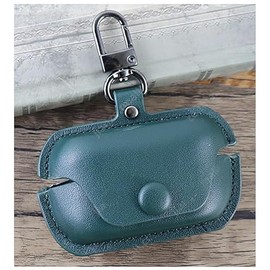 GIOPUEY Case Compatible with Technics EAH-AZ80/AZ60, PU Leather Protective Case with Keychain Hook, Case Cover for Boys Girls Men Women - Green