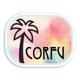 2 x 10cm Pretty Corfu Vinyl Stickers - Greece Fun Sticker Laptop Luggage #18264 (10cm Wide)