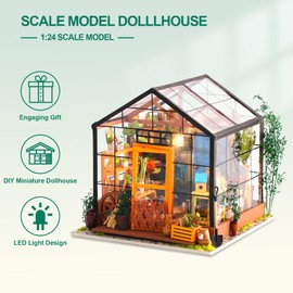 RoWood Miniature House Kit, DIY Dollhouse Kit Crafts for Adults, 1:24 Scale Model House Kit for Adults to Build, Best Gift for Her - Cathy's Flower House