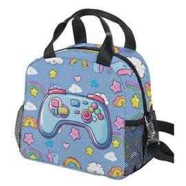 WOBAGMEN Lunch Bag for Girls, Cute Game Lunch Bags Insulated Lunch Box With Adjustable Shoulder for Women kids,Small Reusable Lunch Bags for Work School
