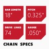 KAKEI 18 Inch Chainsaw Chain .325" Pitch .050" Gauge 74