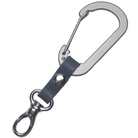 Highstyle Keychain, Tochigi Leather & Lightweight Aluminum Carabiner + Minascan SMK Club Type Key Chain, multicolor (gray / navy)