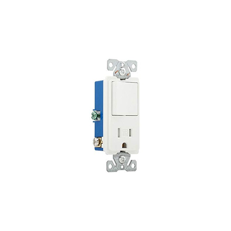 Eaton TR7730W 15-Amp 3-Wire TR Receptacle 120-Volt Decorator Combination Single-Pole