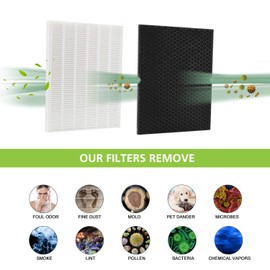 isinlive HEPA Replacement Filter H 116130 for Winix 5500-2 Air Purifier and Models AM80 - HEPA Filter and Activated Carbon Filter Combo Pack