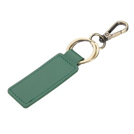 PATIKIL Leather Keychains, 1Pcs Rectangle Leather Key Chain Holder with 2 Keyrings and Metal Clip Key Fob for Car Keychain, Men, Women, Gift, Green