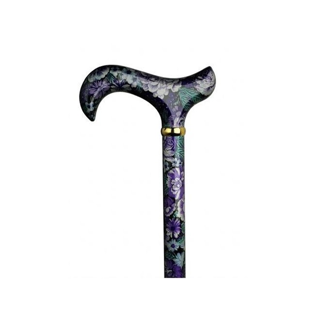 Unisex Derby Cane Purple Pansie�Floral Print�High Gloss  -Affordable Gift! Item #DHAR-9166900