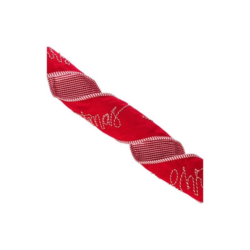 Vickerman 4" Red Embroidered Rope Merry Christmas On Canvas Ribbon.