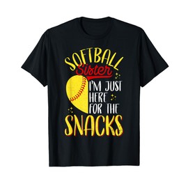 Funny Vintage Softball Sister I'm Just Here for the Snacks T-Shirt