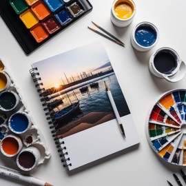 Pinnora Creative A4 Sketchbook, Wire Spiral Bound Sketch Book with 50 Pages of Mixed Media Cartridge Paper 140gsm, Sketchbook A4, Black Board Drawing Pad Cover, Sketch Pad, Sketch Book for All Ages