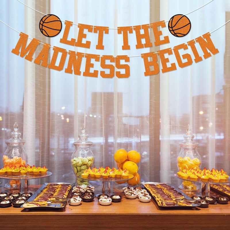 Let the Madness Begin Banner - Basketball Party Decor, Basketball