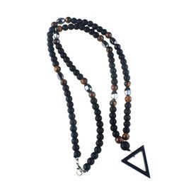 Left Girl Shizhu Men's Necklace Pendant Black Hematite Triangle Necklace Man Pendant Bijouterie 60 cm, Gold