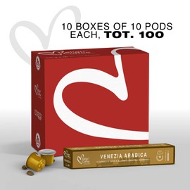 Italian Coffee Aluminium Capsules compatible with Nespresso original machines (100 Count (Pack of 1), 100 Venezia Aluminum)