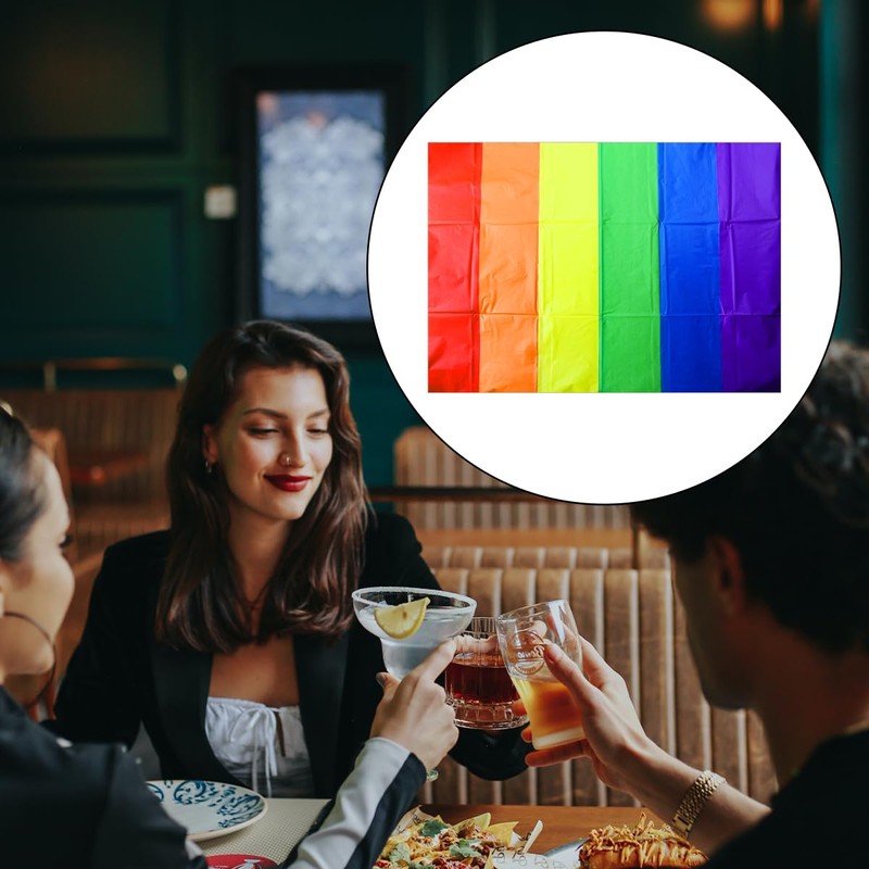 Jagowa Rainbow Table Cloth Pride Party Table Cloth Disposable Plastic