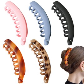 GWAWG 6 Pcs Banana Hair Clips, Banana Clips for Hair, Ponytail Holder, Claw Clips, French Hair Accessories for Girls Women