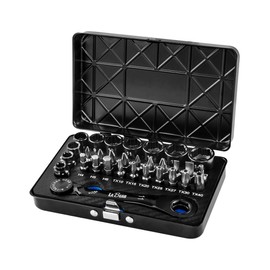 LABEAR-Low Profile 120-Tooth Reversible Ratchet wrench socket set, Non-slip socket, for Rounded/Standard bolt, 31pcs Low Profile Socket Set