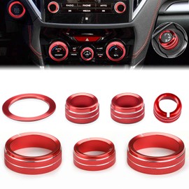 Auovo - Funda para perilla de radio para Subaru Crosstrek Accessories 2018-2023 / Impreza 2017-2023/ Forester 2019-2024 AC Knob Ring - Anillo de perilla de ajuste de volumen, 7 piezas (rojo, B)