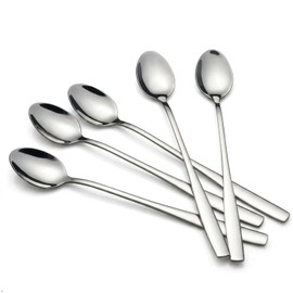 Cuchara de té helado de mango largo, Cuchara de helado de acero inoxidable, Juego de 16