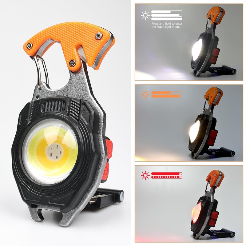 MAKDAK 2PC Keychain Flashlight Rechargeable Cob Keychain Work Light 7
