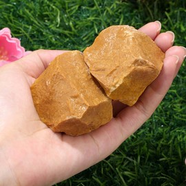 QINJIEJIE Yellow Aventurine Large Crystal Healing Crystals 1.8"-2.2" 2PCS Raw Stone Rough Stones Rocks Protection Energy Reiki Tumbling Divination Meditation Crystals for Women