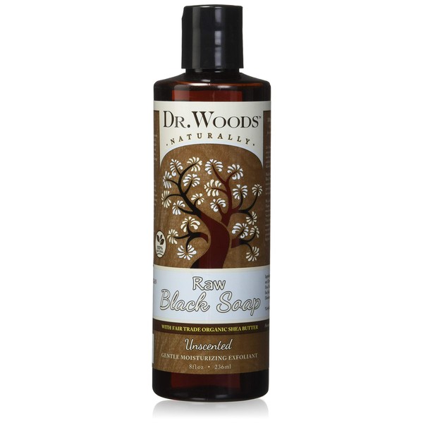 Dr. Woods Raw Moisturizing Black Unscented Soap with Organic Shea Butter, 8 Ounce