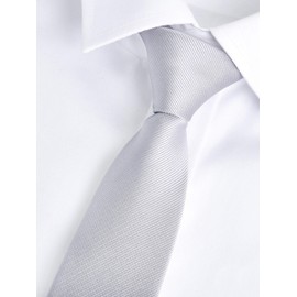 WANYING Zip Tie 6 cm Narrow Tie for Men Pre-Tied Security Safety Tie Casual Business Length 48 cm - Plain, 1 x light grey