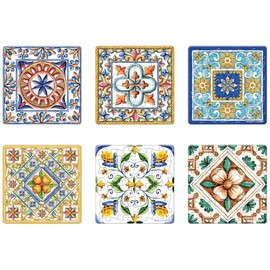 PieceRelax D1602 16-Piece Set of 6 Magnetic Puzzles [Vintage Flora Tiles] (2.4 x 2.4 inches (6 x 6 cm), Plastic Jigsaw Puzzle, Present, Interior