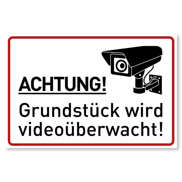 Achtung Videoüberwachung Sign (30 x 20 cm Plastic) - Warning