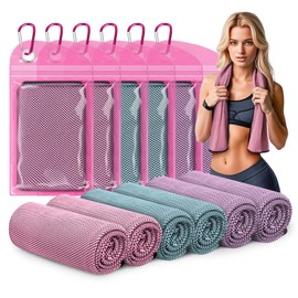 SOOWASH Cooling Towels for Neck 6 Pack ​​Sweat Towels for Gym Microfiber 12 X 40 Inch UPF 50+ Sun Protection with 5-Hour ​​Cooling Scarf Travel Essentials Soft Breathable(Purple+Blue+Pink)