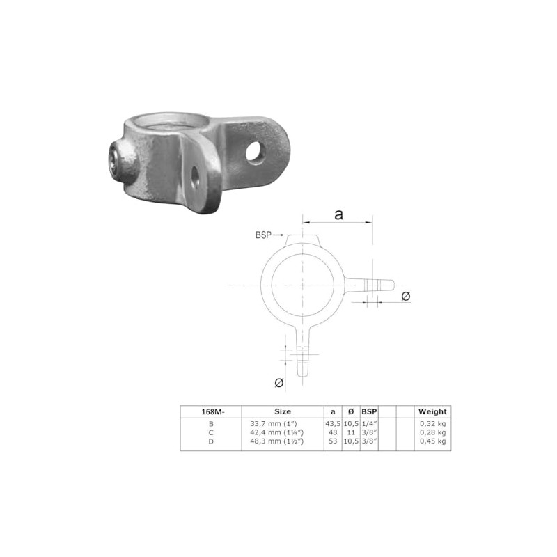 WITTKOWARE Pipe Connector Galvanised Malleable Cast Iron for Pipe Outer