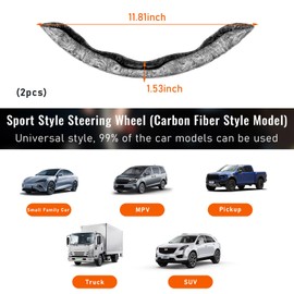 Ziciner Steering Wheel Cover, Car Carbon Fiber Steering Wheel Cover, Anti-Slip Car Wheel Cover Protector for Man and Women, Auto Interior Accessories Universal Fit Most of Cars (Wood Grain, Grey)