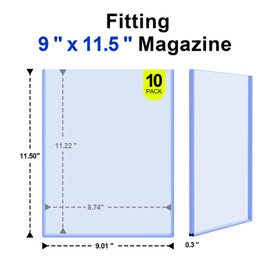 9x11-1/2 Magazine Toploaders - Rigid Magazine & Comics Protectors, 7mm Thick Capacity, Clear PVC Sleeves for Archival Storage Display Magazines, Documents & Collectibles(10 Pack)
