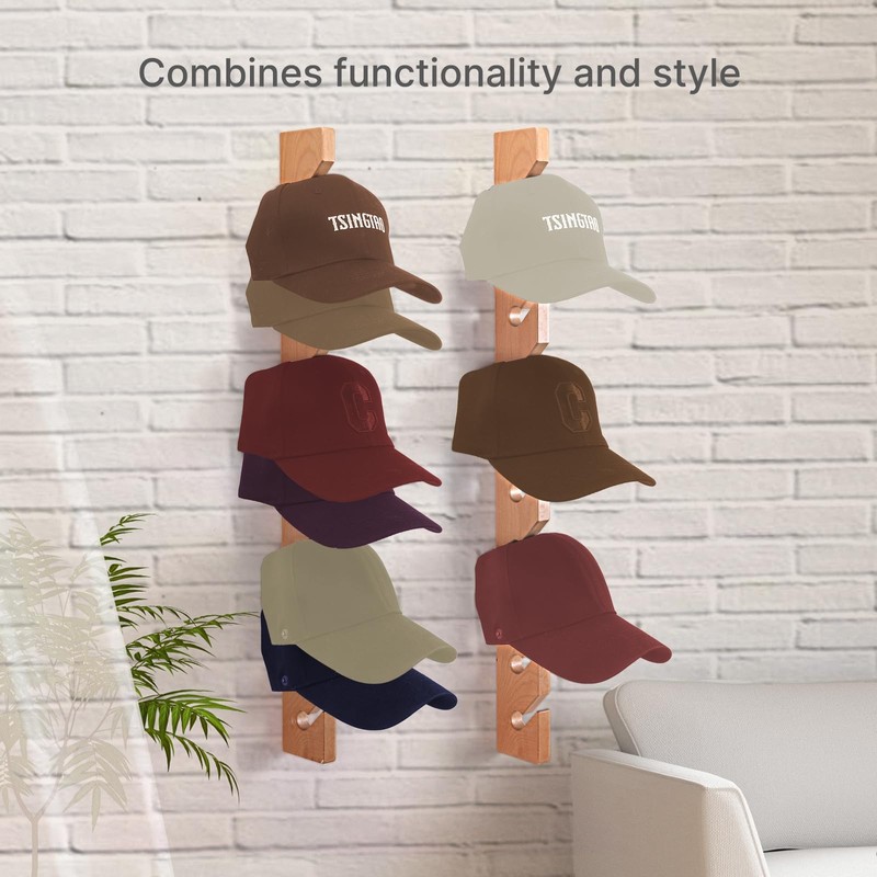 Onzbala 3 Pack Beech Wood Hat Rack for Wall –