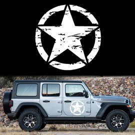 TOMALL 17'' Star Car Sticker Decal for Car Hood Auto Five-Pointed Star Graphics Sticker for SUV Off-Road Vehicles Car Body Side Door Trunk Universal Waterproof Vinyl Car Sticker (White)