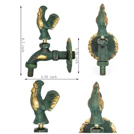 Outdoor Water Faucet Garden Antique Green Rooster Handle Brass Single Cold Water Tap Wall Mount Washing Machine Cock Decorative