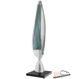 2-Pack Patio Umbrella Cover Bags - Clear Outdoor Umbrella Replacement Covers Waterproof, Reusable Heavy-Duty 4-Mil Plastic – Includes Zip Ties & Labels, Fits Larger 11 - 16 Foot Diameter Umbrella