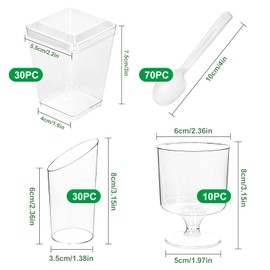 170Pcs Plastic Dessert Cups with Lids and Spoons,Shooters Cups for Party