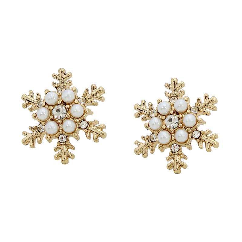 Betsey Johnson Womens Snowflake Stud Earrings