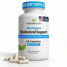 CRYSTAL PEAKS NUTRITION Cholesterol Supplement - All-Natural Ingredients to Support Normal Colesterol Levels. Supports Optimal Circulation. 60 Capsules