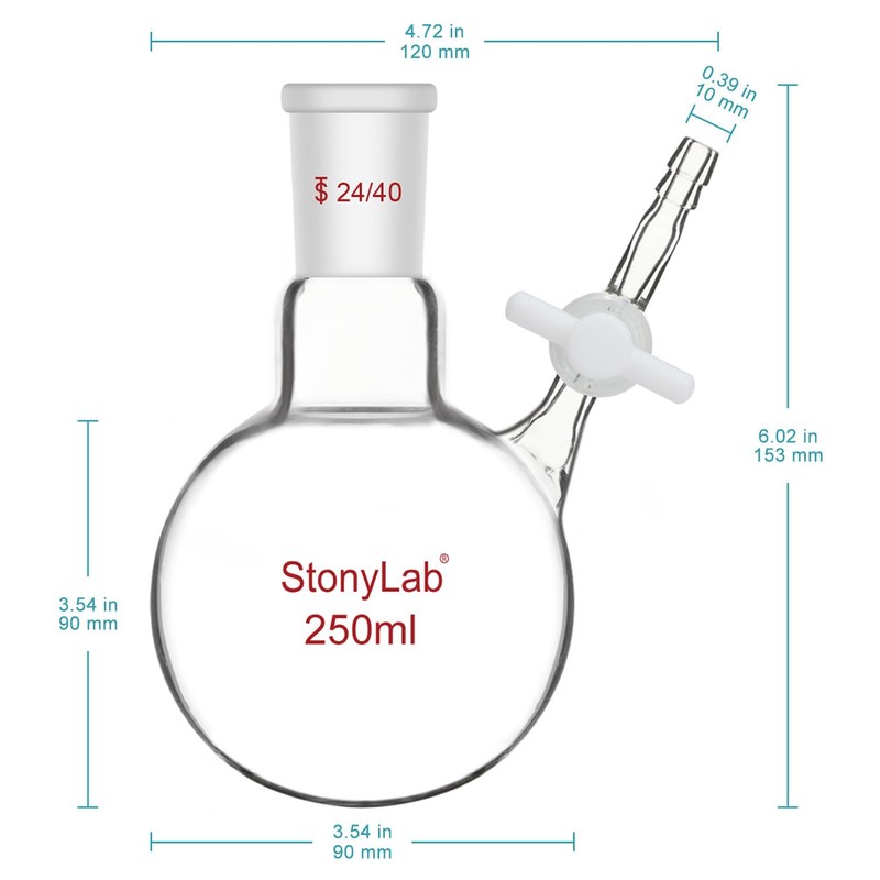 stonylab Reaction Flask, Borosilicate Glass Single-Neck Reaction Flask with 24/40
