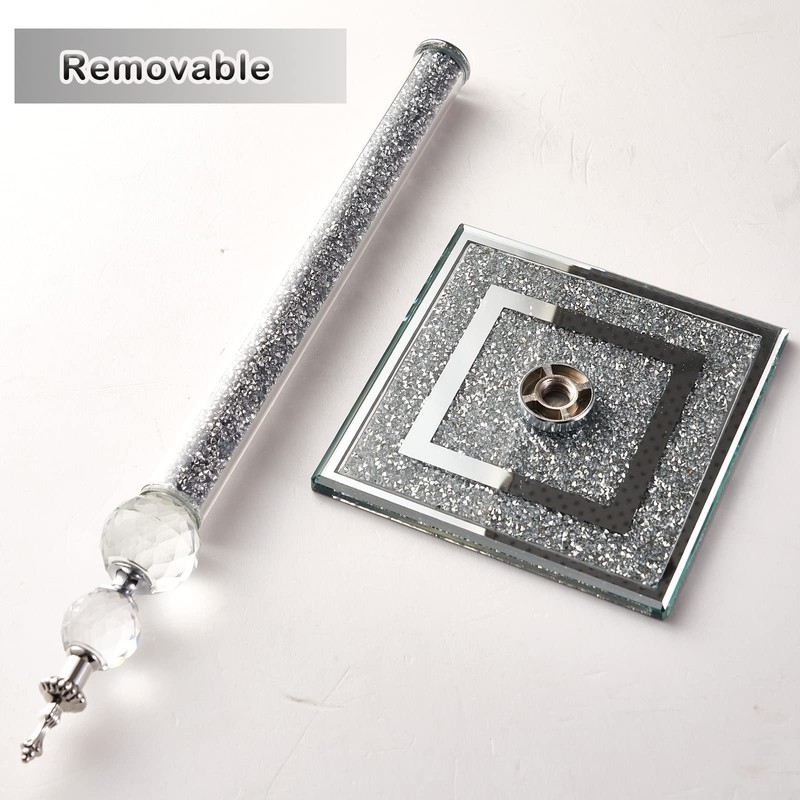 Handmade Silver Paper Towel Roll Holder,Crystal Crushed Diamonds Paper Towel