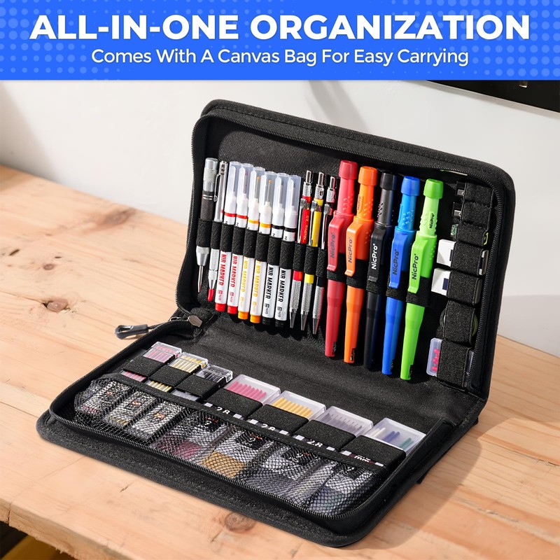 Nicpro 44 Pack CP3000 Carpenter Pencils with Sharpener, Mechanical Carpenter