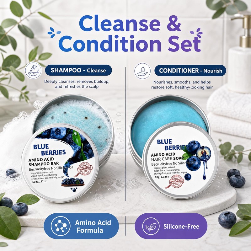 Blueberry Fields Shampoo & Conditioner, for Hair Strengthening | Blueberry