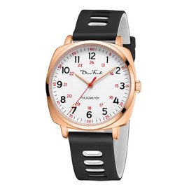 Diaofendi Waterproof Nurse Watch for Medical Professionals,Women Men, 24 Hour with Second Hand, Military Time Easy to Read Dial (Rose Gold-Black White)