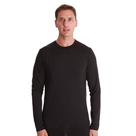 At The Buzzer Mens Performance Thermal Long Sleeve Mock Neck Top 55941-BLK-S Black