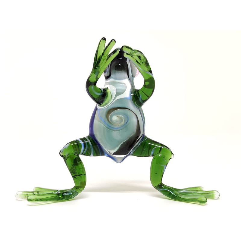 Sansukjai Frog Miniature Figurines Animals Hand Blown Color Glass Art