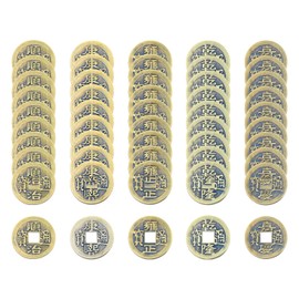TIANNAIT 50pcs Chinese Feng Shui Coins, Chinese Lucky Coins, Antique Coins, Copper Coins, Ancient Chinese Emperor Coins, Bring Happiness, Health and Prosperity Home Accessories