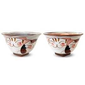 J-kitchens Kobo Shosho Sho~ 3 Kittens, Horn, Rice Bowl, Pair (Red Blue) Hasamiyaki, Made in Japan