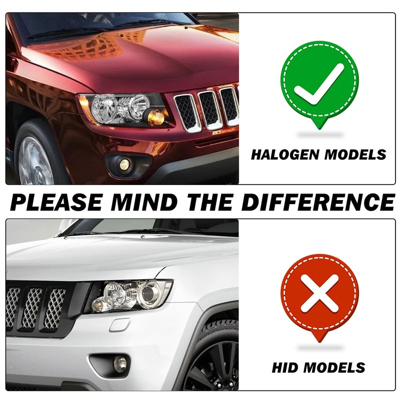SOCKIR Halogen Headlight Assembly Fit for 2011 2012 2013 Jeep